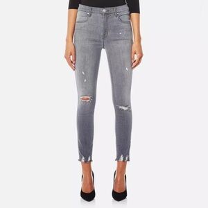 J Brand Alana Provocateur Destruct High Rise Crop Skinny Jeans Gray Size 27